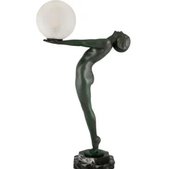 Outlet Pamono Art Deco Table Lamp Standing Nude with Globe Lumina Clarté by Max Le Verrier, 1928