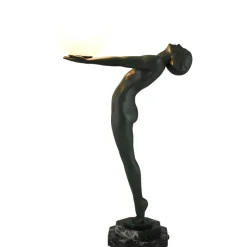 Outlet Pamono Art Deco Table Lamp Standing Nude with Globe Lumina Clarté by Max Le Verrier, 1928