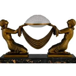 Outlet Pamono Art Deco Table Lamp with Kneeling Women from Max Le Verrier, 1925