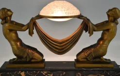 Outlet Pamono Art Deco Table Lamp with Kneeling Women from Max Le Verrier, 1925
