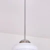 New Pamono Art Deco Tiered Pendant Light in Opal Glass & Nickel from Gispen, Netherlands, 1950s