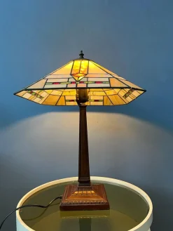 Online Pamono Art Deco Tiffany Style Table Lamp with Stained Glass Shade