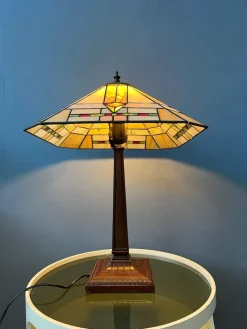 Online Pamono Art Deco Tiffany Style Table Lamp with Stained Glass Shade