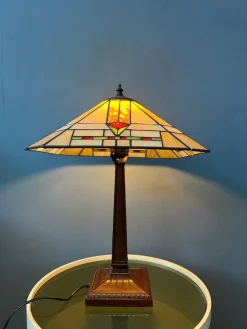 Online Pamono Art Deco Tiffany Style Table Lamp with Stained Glass Shade