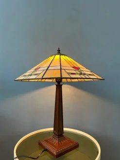 Online Pamono Art Deco Tiffany Style Table Lamp with Stained Glass Shade