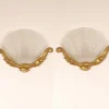 Online Pamono Art Deco Wall Lamps Glass Clam Shell Sconces in Gilt Bronze White Gold by Johann Loetz Witwe for Muller Frères, 1930s, Set of 2