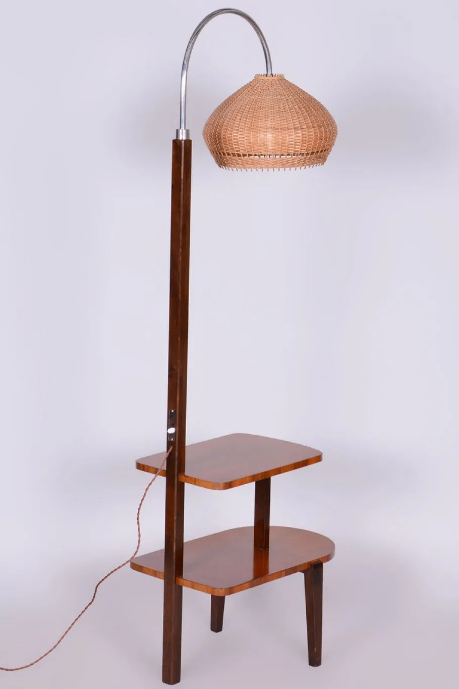 Best Pamono Art Deco Walnut Floor Lamp attributed to J. Halabala for Up Závody, Czech, 1930s