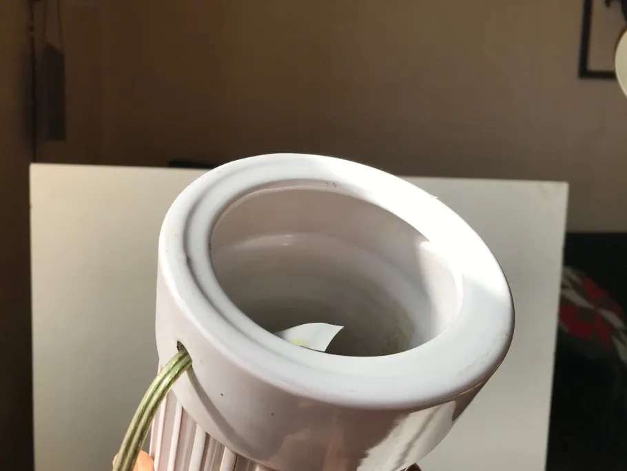 Online Pamono Art Deco White Glazed Ceramic Table Lamp by Christian Schollert for Schollert, 1940s