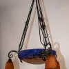 Outlet Pamono Art Deco Wrought Iron and Pate de Verre Lamp by G. V. Croismare for Muller Frères, France, 1925