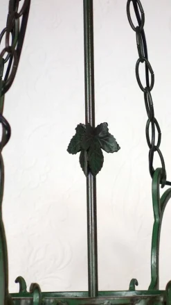 Online Pamono Art Deco Wrought Iron Pate de Verre Glass Chandelier, France, 1990s