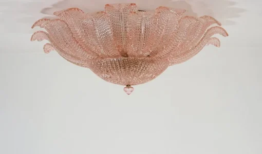 Best Pamono Art Glass Flower Ceiling Lamp in Murano Pink Color, 1990s