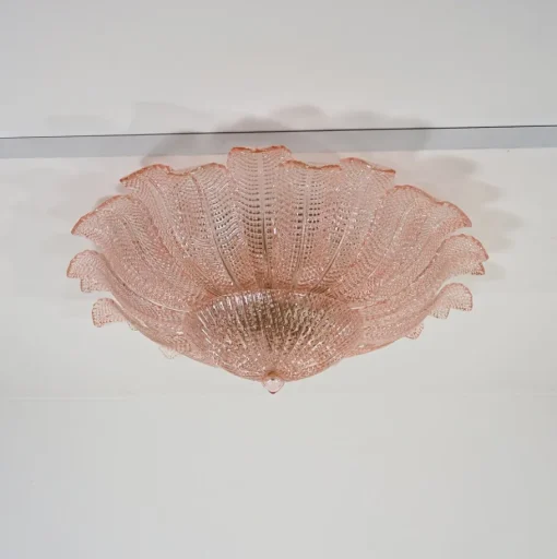 Best Pamono Art Glass Flower Ceiling Lamp in Murano Pink Color, 1990s