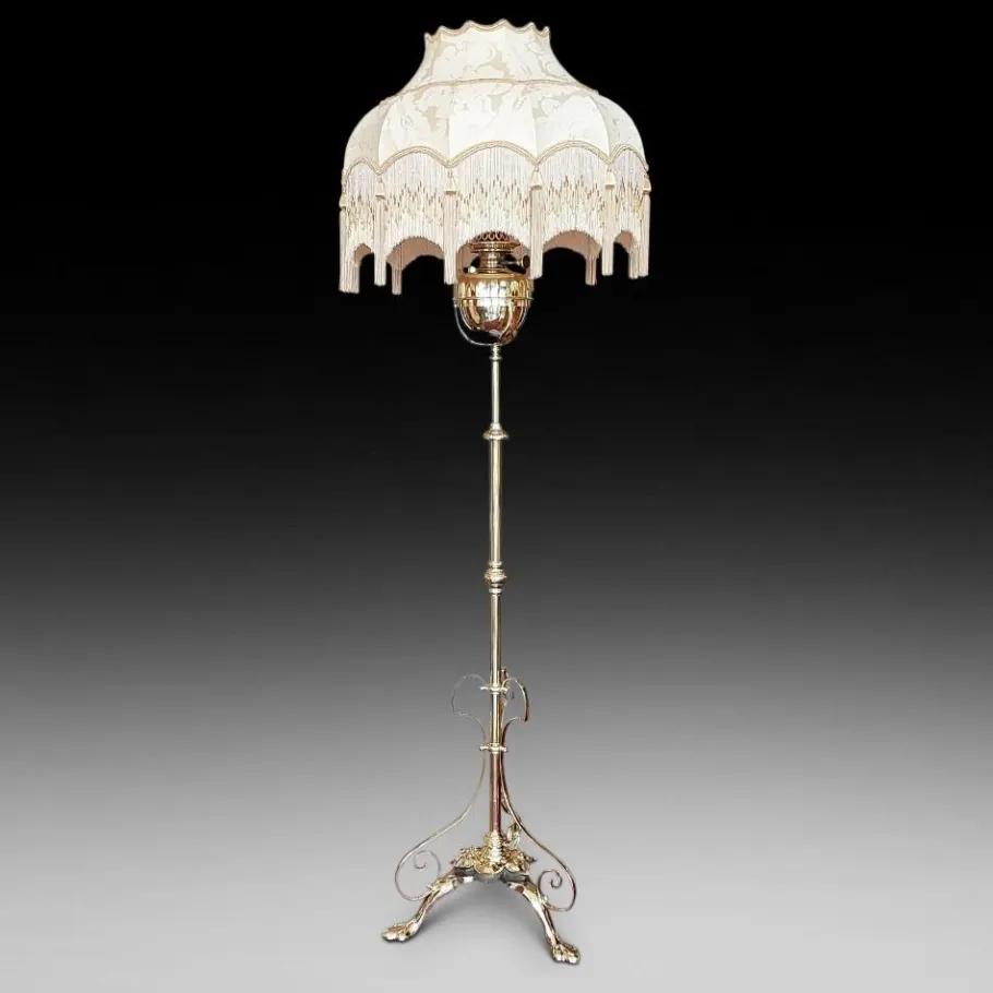 New Pamono Art Nouveau Adjustable Standard Lamp in Brass, 1890s