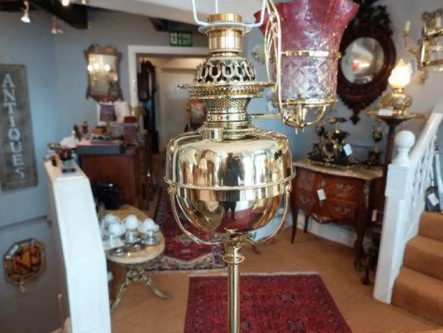 New Pamono Art Nouveau Adjustable Standard Lamp in Brass, 1890s