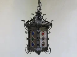 Online Pamono Art Nouveau Arts & Crafts Wrought Iron & Colored Lead Glazing Ceiling Light