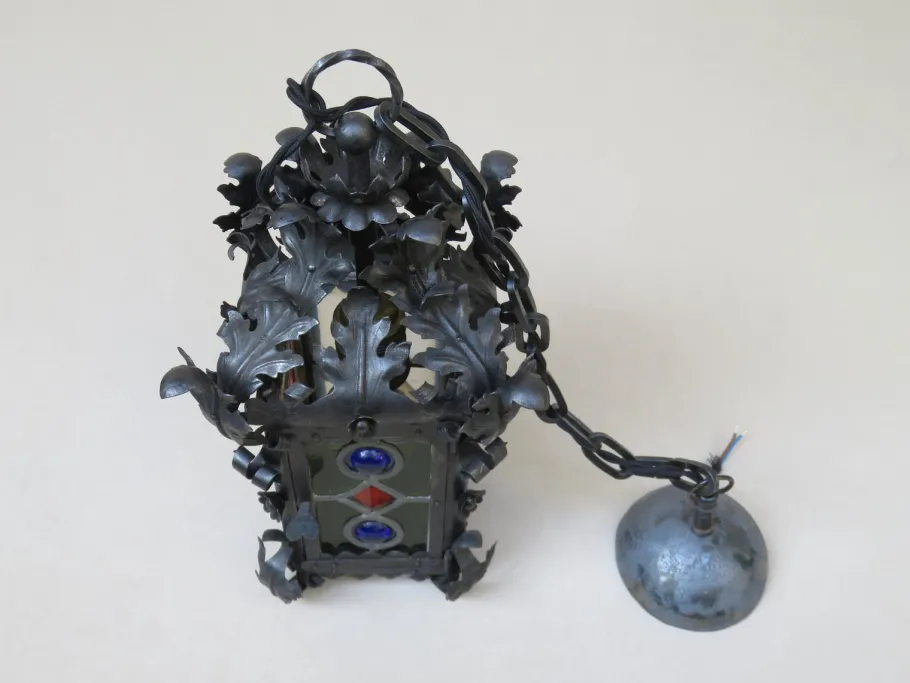 Online Pamono Art Nouveau Arts & Crafts Wrought Iron & Colored Lead Glazing Ceiling Light