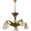Discount Pamono Art Nouveau Brass and Bronze Five-Light Chandelier with Frosted Glass Shades