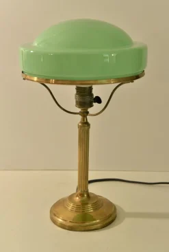 Hot Pamono Art Nouveau Brass and Glass Table Lamp from Jugendstil, Sweden, 1920s