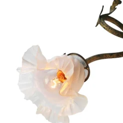 Hot Pamono Art Nouveau Brass and Satin Glasses Five Bulb Holder Chandelier