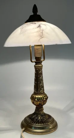 Sale Pamono Art Nouveau Brass Table Lamp Made with Marbled Glass Shade, 1930s