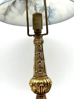 Sale Pamono Art Nouveau Brass Table Lamp Made with Marbled Glass Shade, 1930s