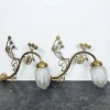 Hot Pamono Art Nouveau Brass Wall Sconce with Floral Details and 2-Tone Glass Shade
