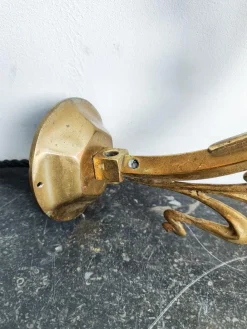 Hot Pamono Art Nouveau Brass Wall Sconce with Floral Details and 2-Tone Glass Shade