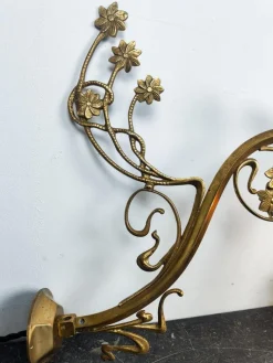 Hot Pamono Art Nouveau Brass Wall Sconce with Floral Details and 2-Tone Glass Shade