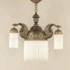 New Pamono Art Nouveau Burnished Brass Chandelier, Vienna, 1910s