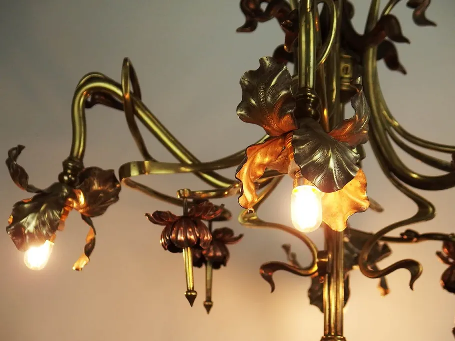 Online Pamono Art Nouveau Chandelier in Copper and Brass, 1890s
