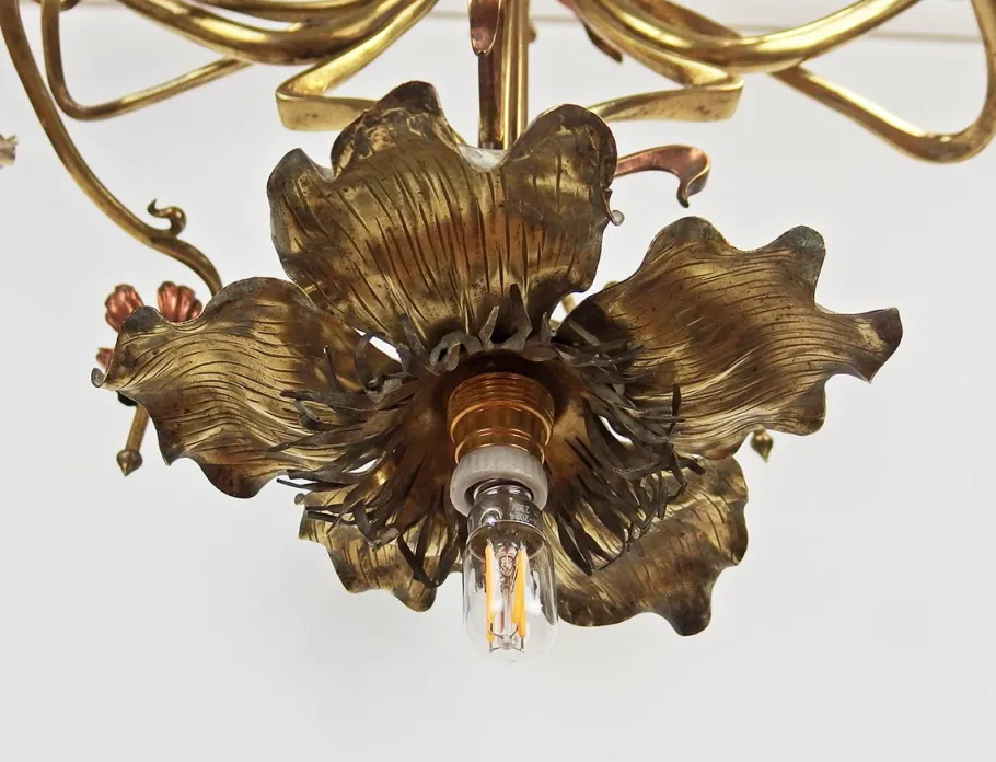 Online Pamono Art Nouveau Chandelier in Copper and Brass, 1890s