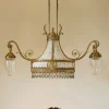 Hot Pamono Art Nouveau Chandelier in 5-Light Golden Brass, 1890s