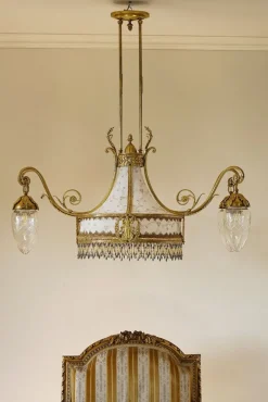 Hot Pamono Art Nouveau Chandelier in 5-Light Golden Brass, 1890s
