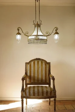 Hot Pamono Art Nouveau Chandelier in 5-Light Golden Brass, 1890s