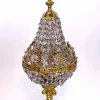 New Pamono Art Nouveau Crystal Glass and Brass Table Lamp with Putte, 1950s