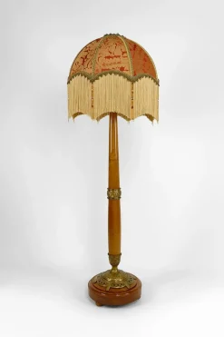 Pamono Art Nouveau Floor Lamp in Cherrywood by Paul Follot, France, 1920s