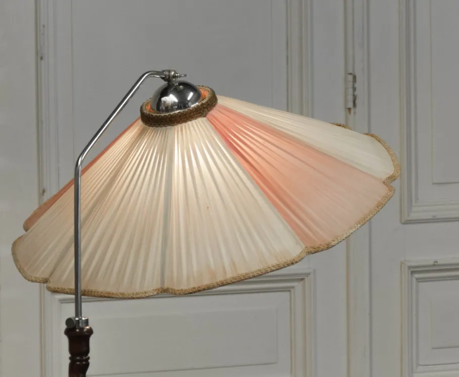 New Pamono Art Nouveau Floor Lamp with Twisted Wood Stand, 1940s