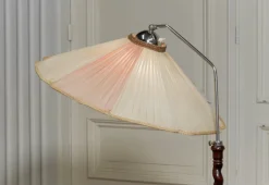 New Pamono Art Nouveau Floor Lamp with Twisted Wood Stand, 1940s