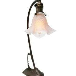 Sale Pamono Art Nouveau French Brass & Frosted Glass Desk Light