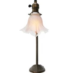 Sale Pamono Art Nouveau French Brass & Frosted Glass Desk Light