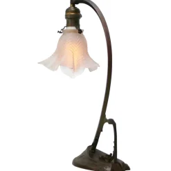 Sale Pamono Art Nouveau French Brass & Frosted Glass Desk Light