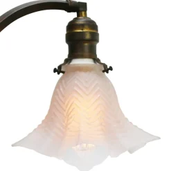 Sale Pamono Art Nouveau French Brass & Frosted Glass Desk Light