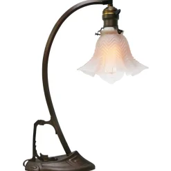 Sale Pamono Art Nouveau French Brass & Frosted Glass Desk Light