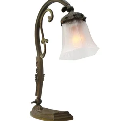 Online Pamono Art Nouveau French Brass & Frosted Glass Table Lamp