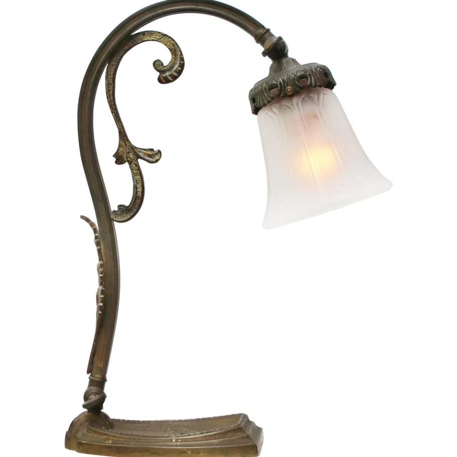 Online Pamono Art Nouveau French Brass & Frosted Glass Table Lamp