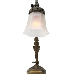 Online Pamono Art Nouveau French Brass & Frosted Glass Table Lamp