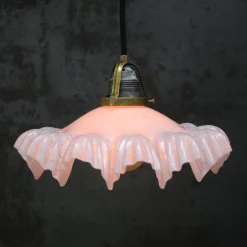 Hot Pamono Art Nouveau French Clichy Pink Colored Glass Pendant Light, 1920s