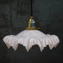 Hot Pamono Art Nouveau French Clichy Pink Colored Glass Pendant Light, 1920s