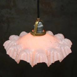 Hot Pamono Art Nouveau French Clichy Pink Colored Glass Pendant Light, 1920s
