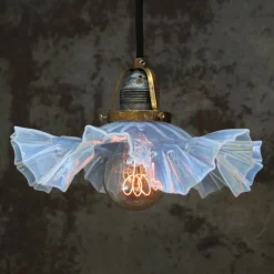 Discount Pamono Art Nouveau French Pearl Blue Glass Pendant Light, 1920s